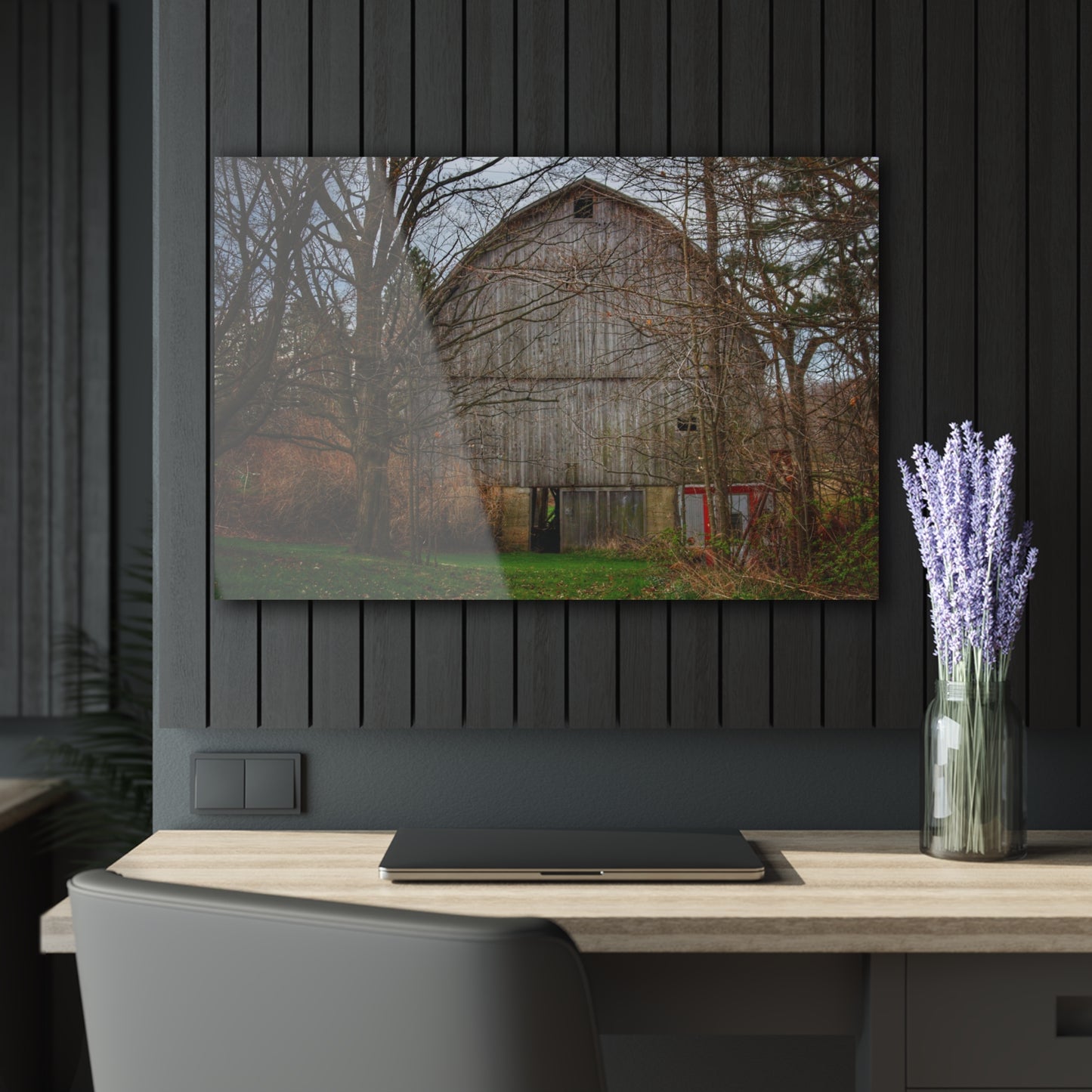 U R There Photography West Murphy Lake Road Grey Rustic Farmhouse Acrylic Wall Print