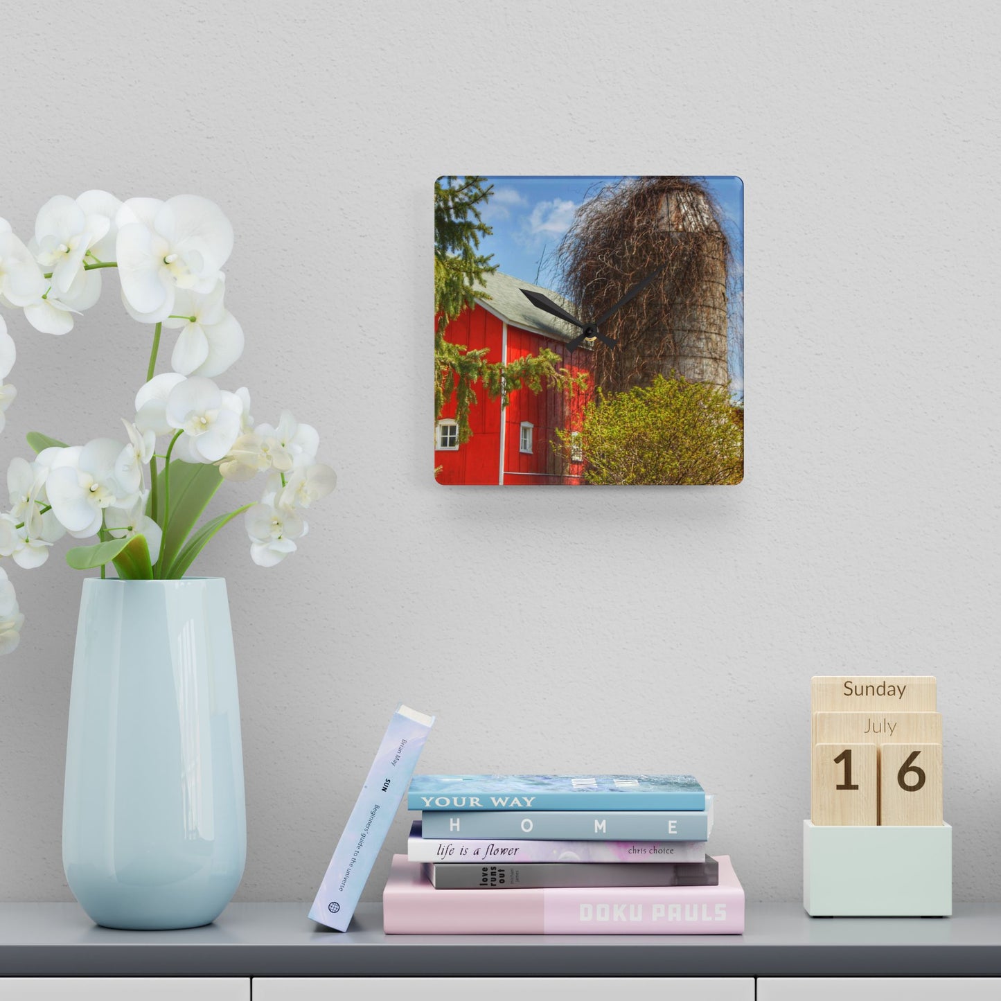 U R There Photography Delano Silo Rustic Farmhouse Acrylic Analog Wall Clock