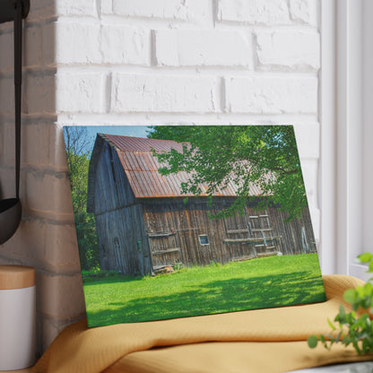 U R There Photography Sergent Road Grey Rustic Farmhouse Tempered-Glass Cutting Board