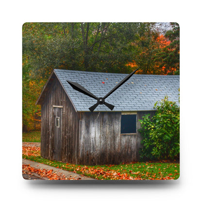 U R There Photography Grey Roadside Shack Rustic Farmhouse Acrylic Analog Wall Clock