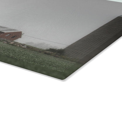 U R There Photography Farm in the Fog Rustic Farmhouse Tempered-Glass Cutting Board