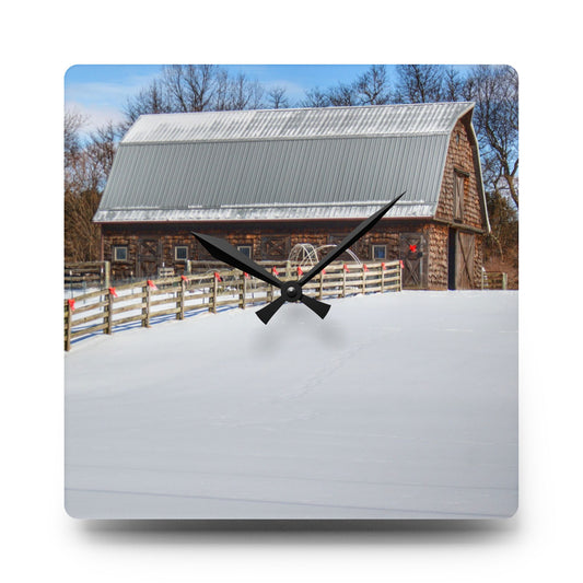 Morgan Lanes Cedar Shake Barn Rustic Farmhouse Acrylic Analog Wall Clock 10.75'' × 10.75'' (Square)