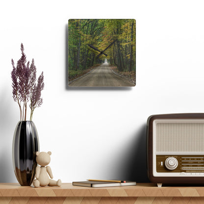 U R There Photography Country Roads in Dryden II Rustic Farmhouse Acrylic Analog Wall Clock