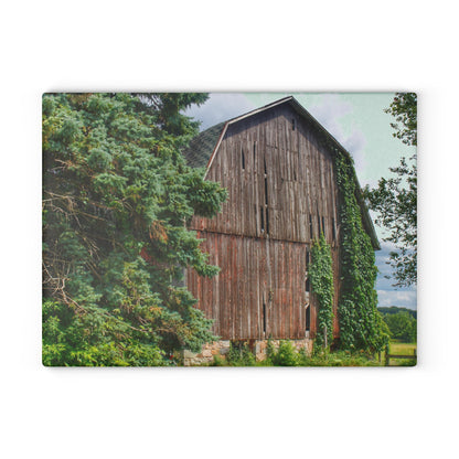 U R There Photography North Branch Ivy Grey I Rustic Farmhouse Tempered-Glass Cutting Board