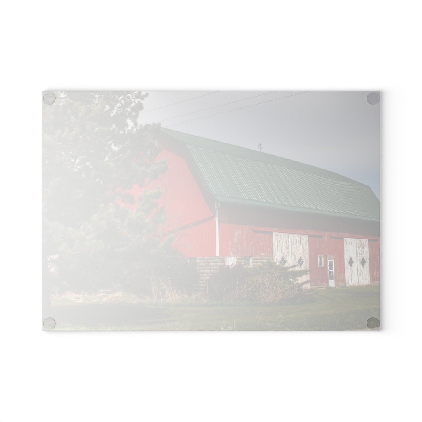 U R There Photography McAlpine Hidden Red Rustic Farmhouse Tempered-Glass Cutting Board