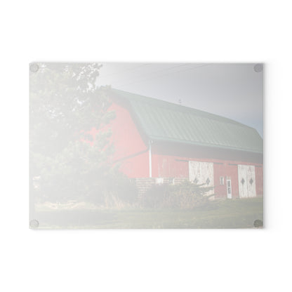 U R There Photography McAlpine Hidden Red Rustic Farmhouse Tempered-Glass Cutting Board
