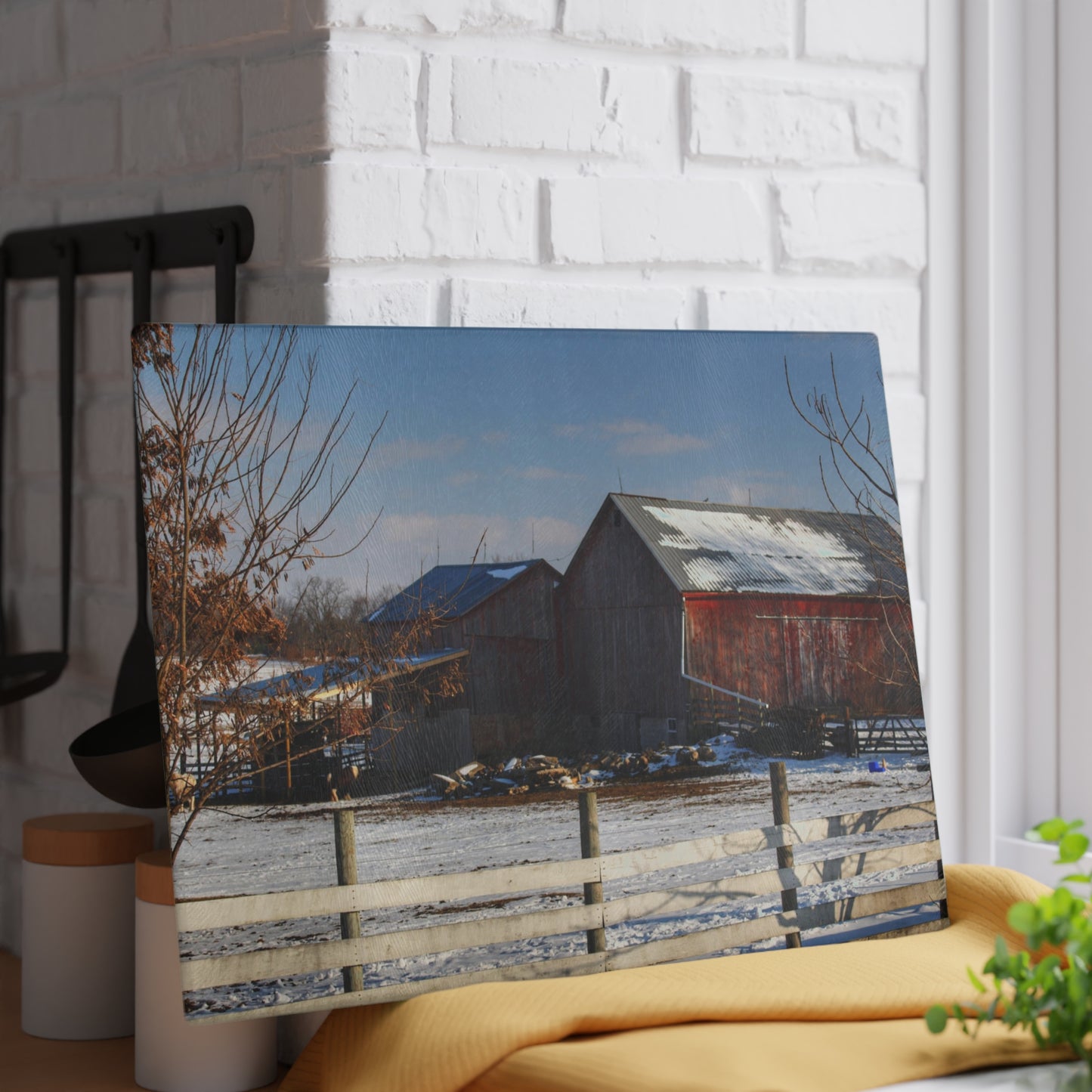 U R There Photography Attica Reds Rustic Farmhouse Tempered-Glass Cutting Board