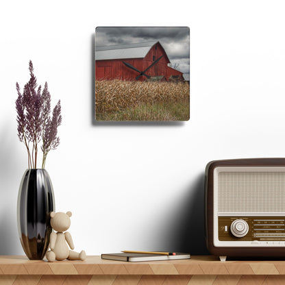 U R There Photography Horton Hilltop Red II Rustic Farmhouse Acrylic Analog Wall Clock