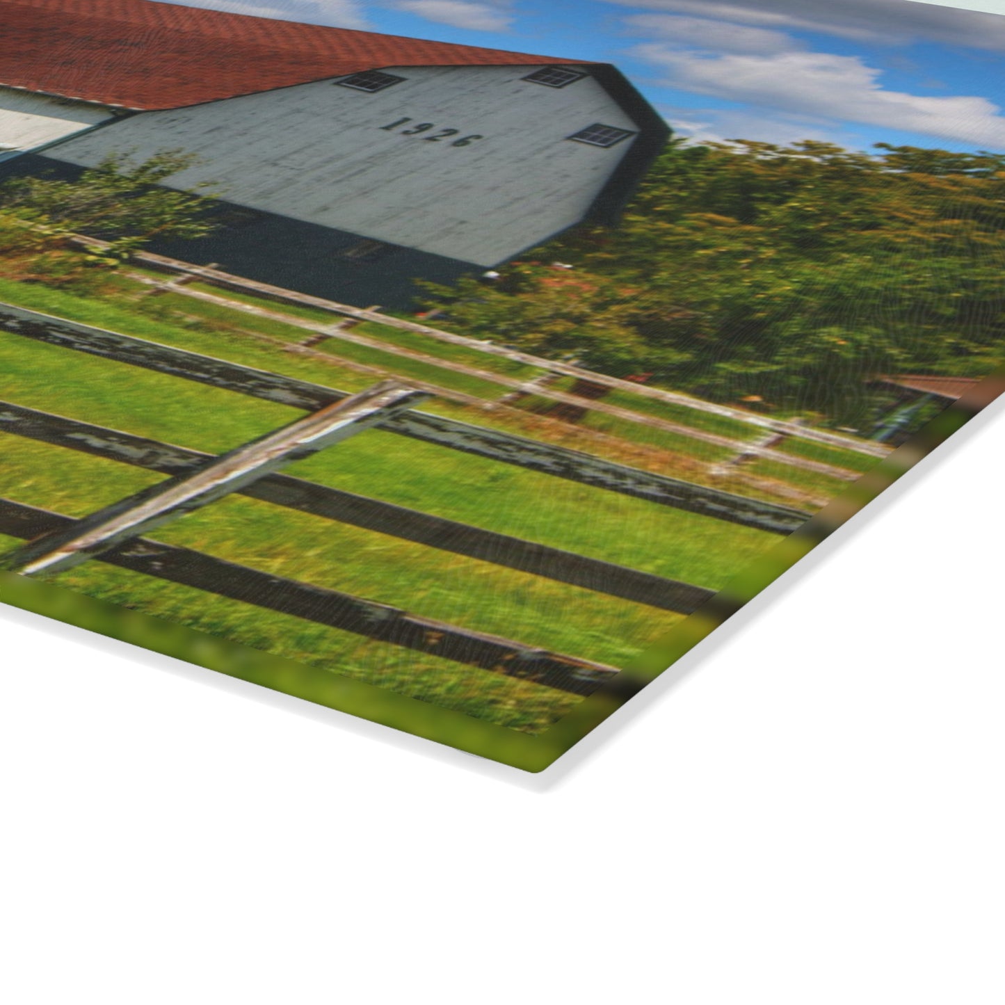 U R There Photography Beyond the Fence on Clark Road Rustic Farmhouse Tempered-Glass Cutting Board