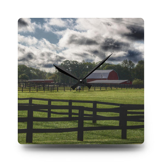 Hosner Road Farm Rustic Farmhouse Acrylic Analog Wall Clock 10.75'' × 10.75'' (Square)