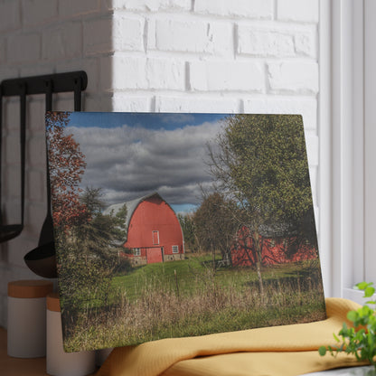 U R There Photography Genesee Road Red III Rustic Farmhouse Tempered-Glass Cutting Board