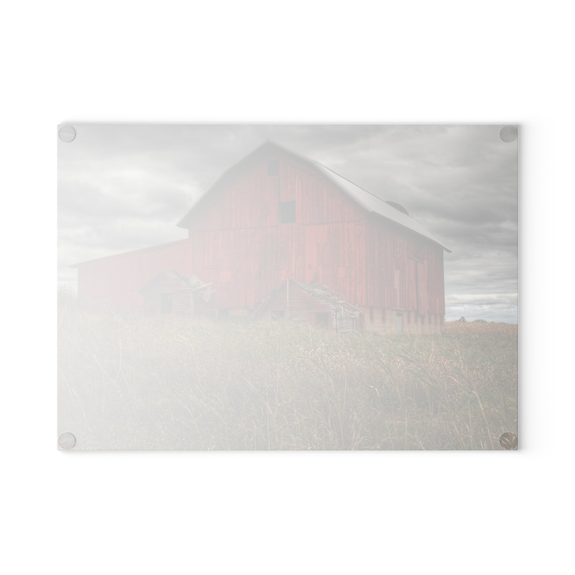 U R There Photography Horton Hilltop Red I Rustic Farmhouse Tempered-Glass Cutting Board 8" x 11" Rectangle