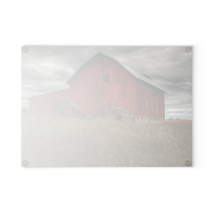 U R There Photography Horton Hilltop Red I Rustic Farmhouse Tempered-Glass Cutting Board 8" x 11" Rectangle