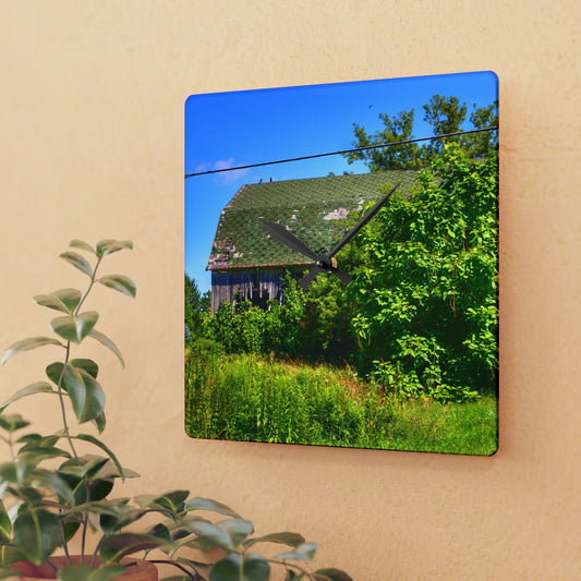 U R There Photography Hidden Grey of Hunters Creek Rustic Farmhouse Acrylic Analog Wall Clock