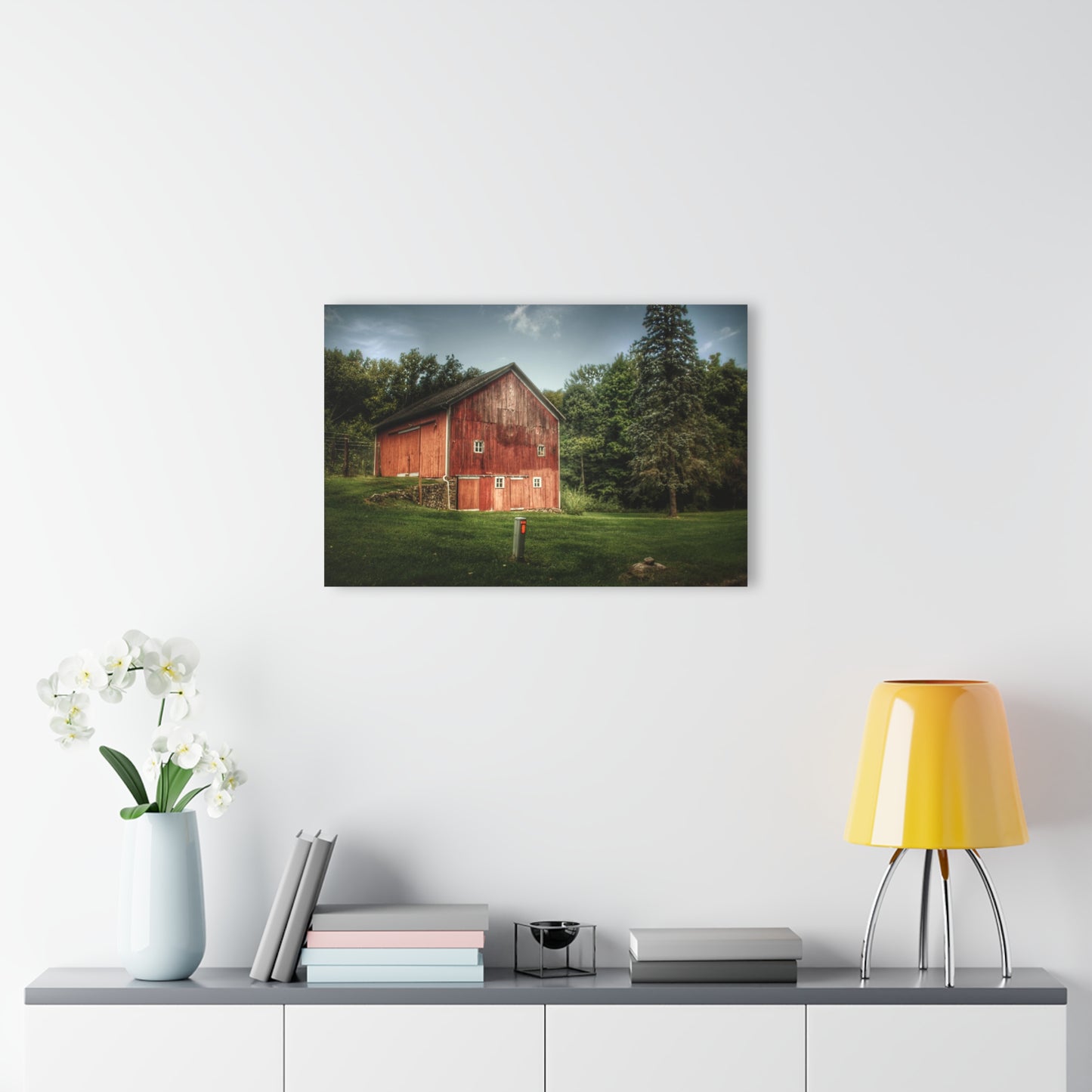U R There Photography Buckhorn Lake Road Red Rustic Farmhouse Acrylic Wall Print