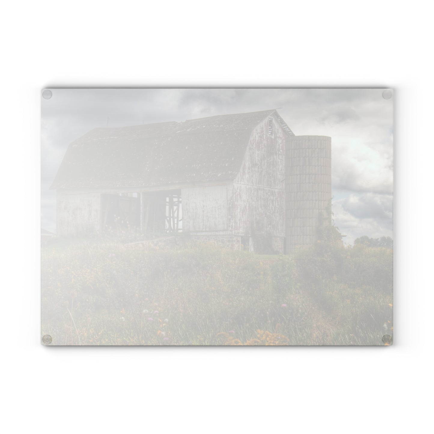 U R There Photography Castle Road White Rustic Farmhouse Tempered-Glass Cutting Board