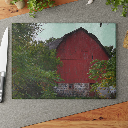 U R There Photography Brown Road Hidden Red II Rustic Farmhouse Tempered-Glass Cutting Board