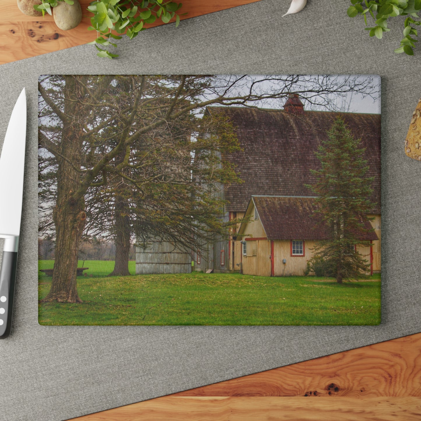 U R There Photography Romeo Van Dyke Grey Rustic Farmhouse Tempered-Glass Cutting Board