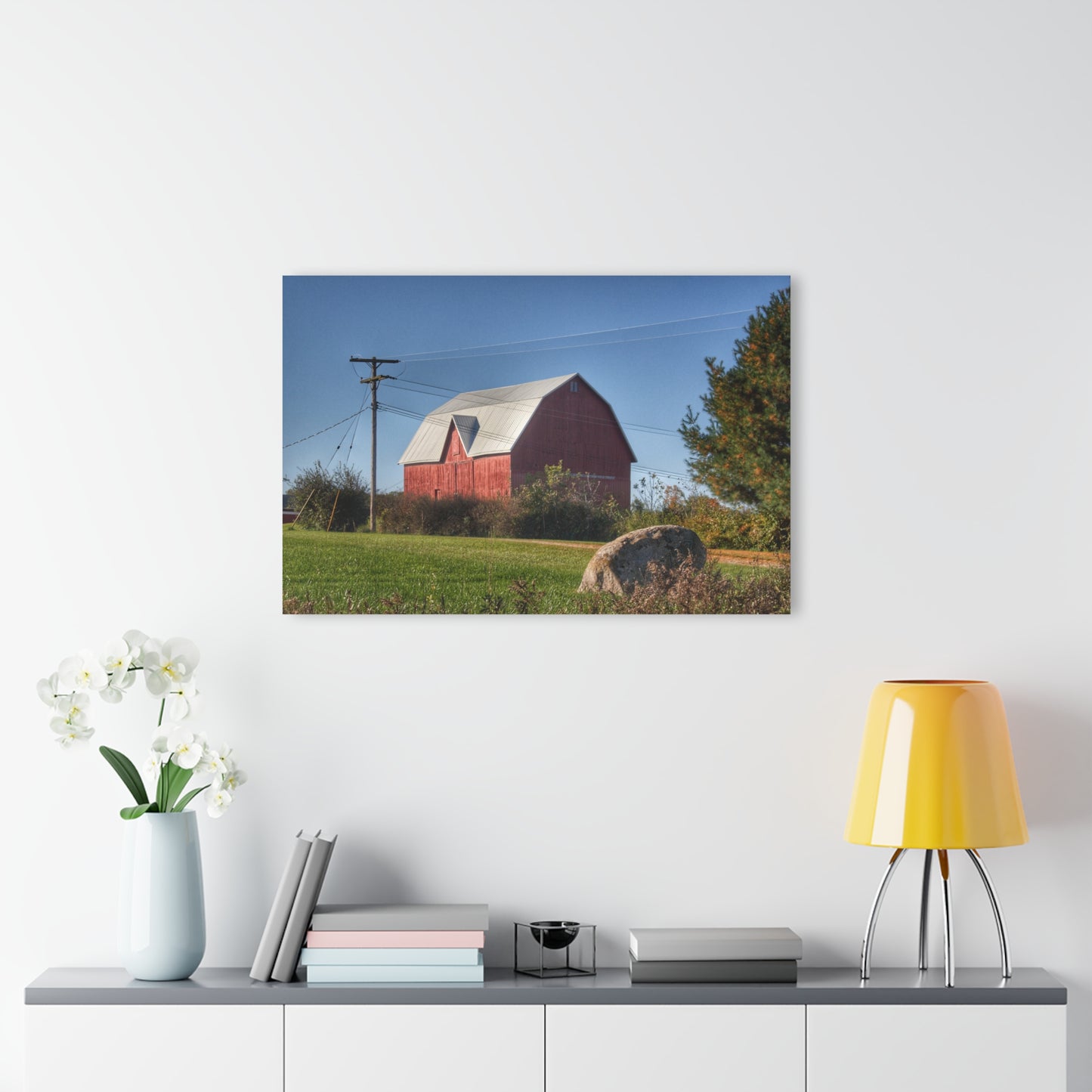 U R There Photography Hemingway Lake Road Red Rustic Farmhouse Acrylic Wall Print