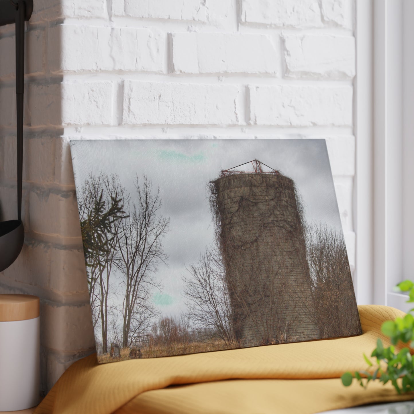U R There Photography West Barnes Lake Silo Rustic Farmhouse Tempered-Glass Cutting Board