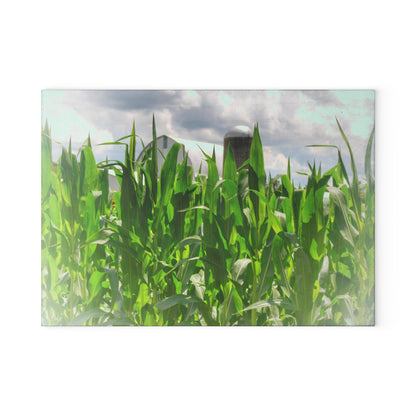 U R There Photography Beyond the Corn in Millington Rustic Farmhouse Tempered-Glass Cutting Board