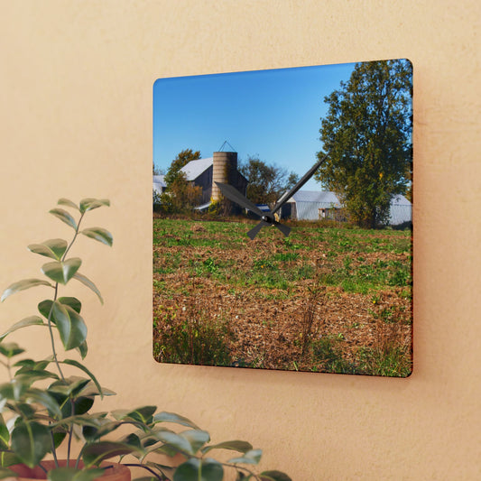 U R There Photography Freiberger Road Greys Rustic Farmhouse Acrylic Analog Wall Clock
