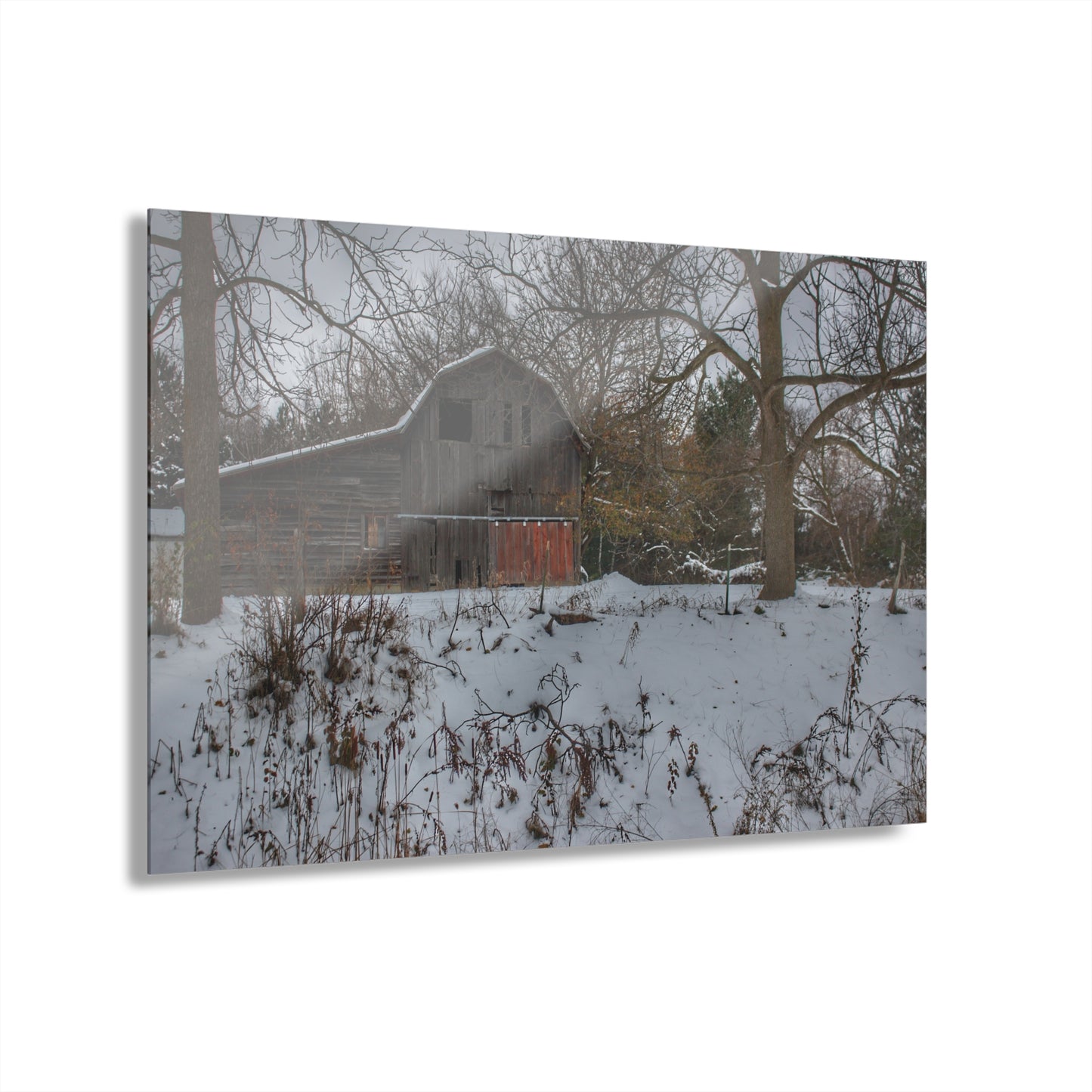 U R There Photography Hayes Road Grey in Winter II Rustic Farmhouse Acrylic Wall Print