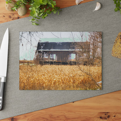 U R There Photography North Oxford Road Grey II Rustic Farmhouse Tempered-Glass Cutting Board