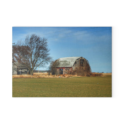 U R There Photography Bay City - Forestville Forgotten Grey Rustic Farmhouse Tempered-Glass Cutting Board