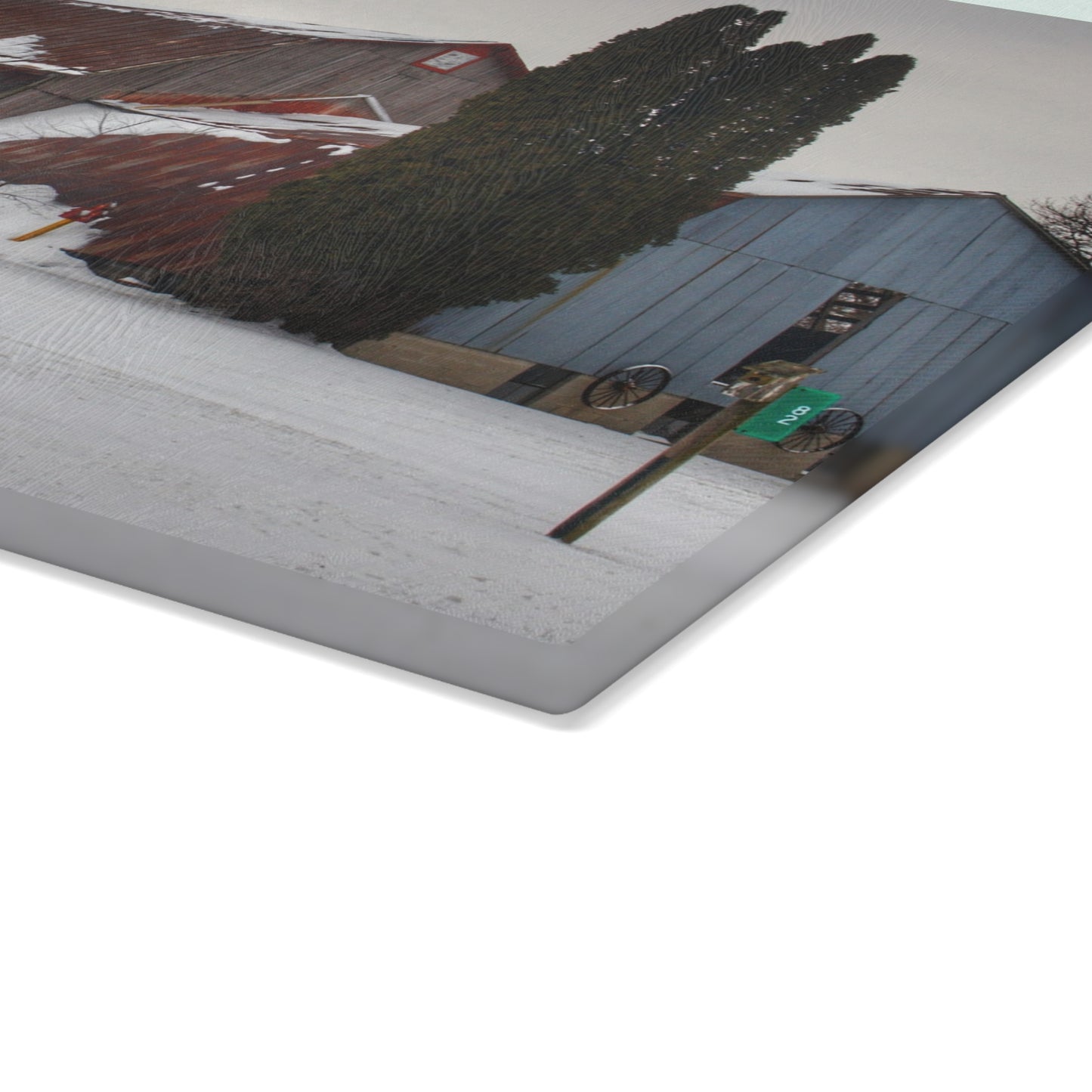 U R There Photography Unionville Grey Rustic Farmhouse Tempered-Glass Cutting Board