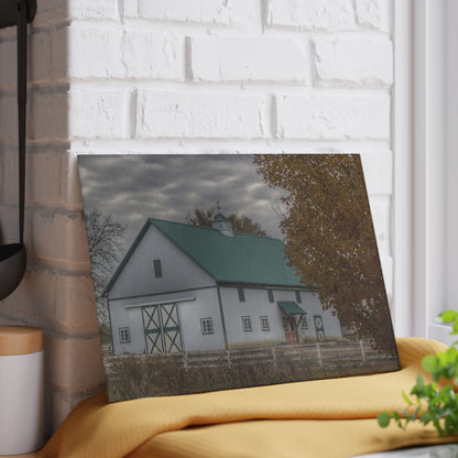 U R There Photography Millville White Rustic Farmhouse Tempered-Glass Cutting Board