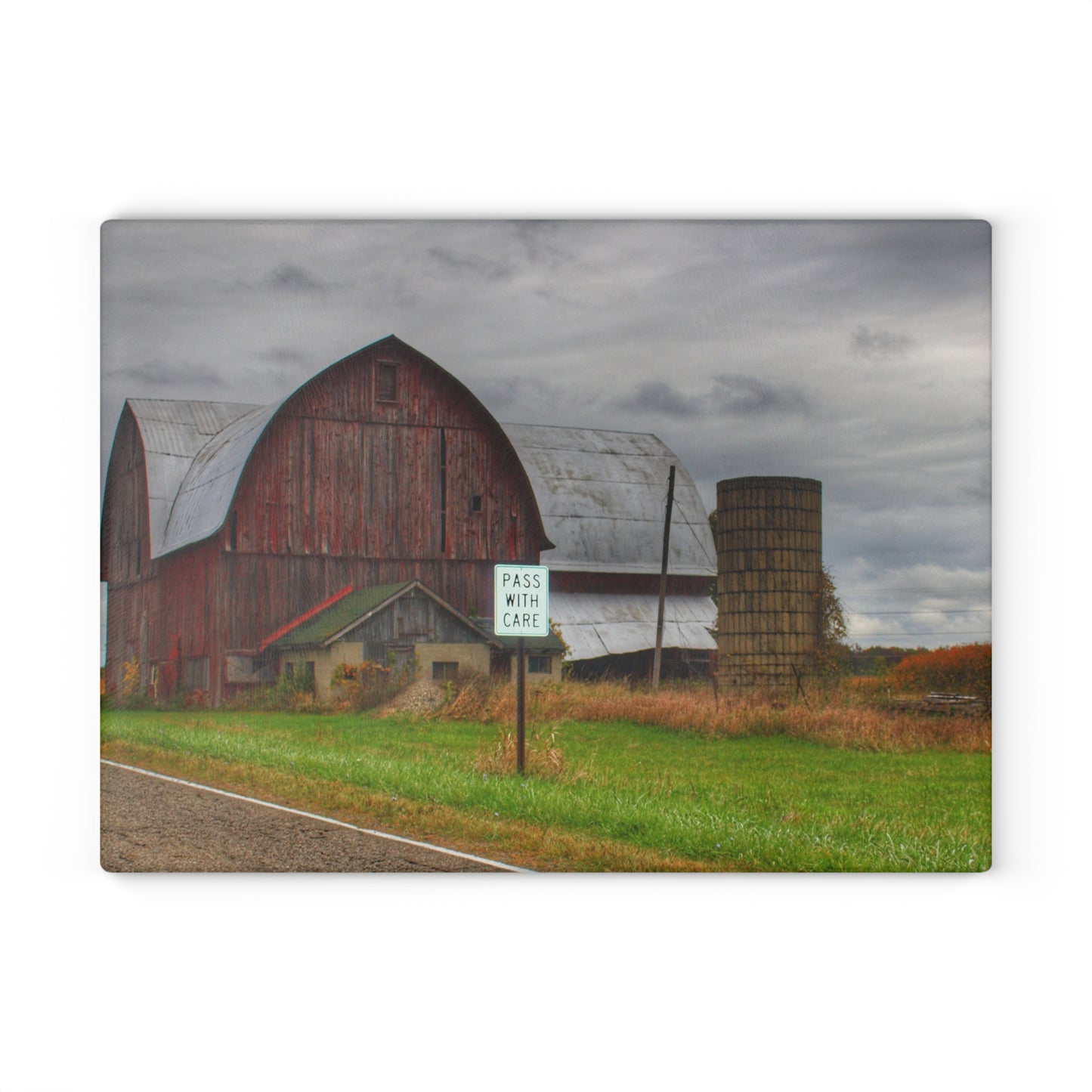 U R There Photography Valentine Road Red II Rustic Farmhouse Tempered-Glass Cutting Board