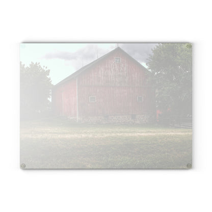 U R There Photography Five Lakes Red II Rustic Farmhouse Tempered-Glass Cutting Board