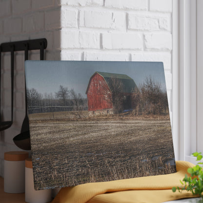 U R There Photography Bowers Road Goodland Red Rustic Farmhouse Tempered-Glass Cutting Board