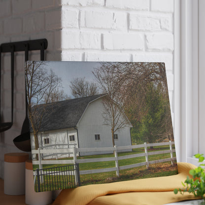 U R There Photography Collins Road White Rustic Farmhouse Tempered-Glass Cutting Board