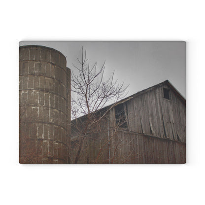 U R There Photography Brandon Hill Grey Rustic Farmhouse Tempered-Glass Cutting Board