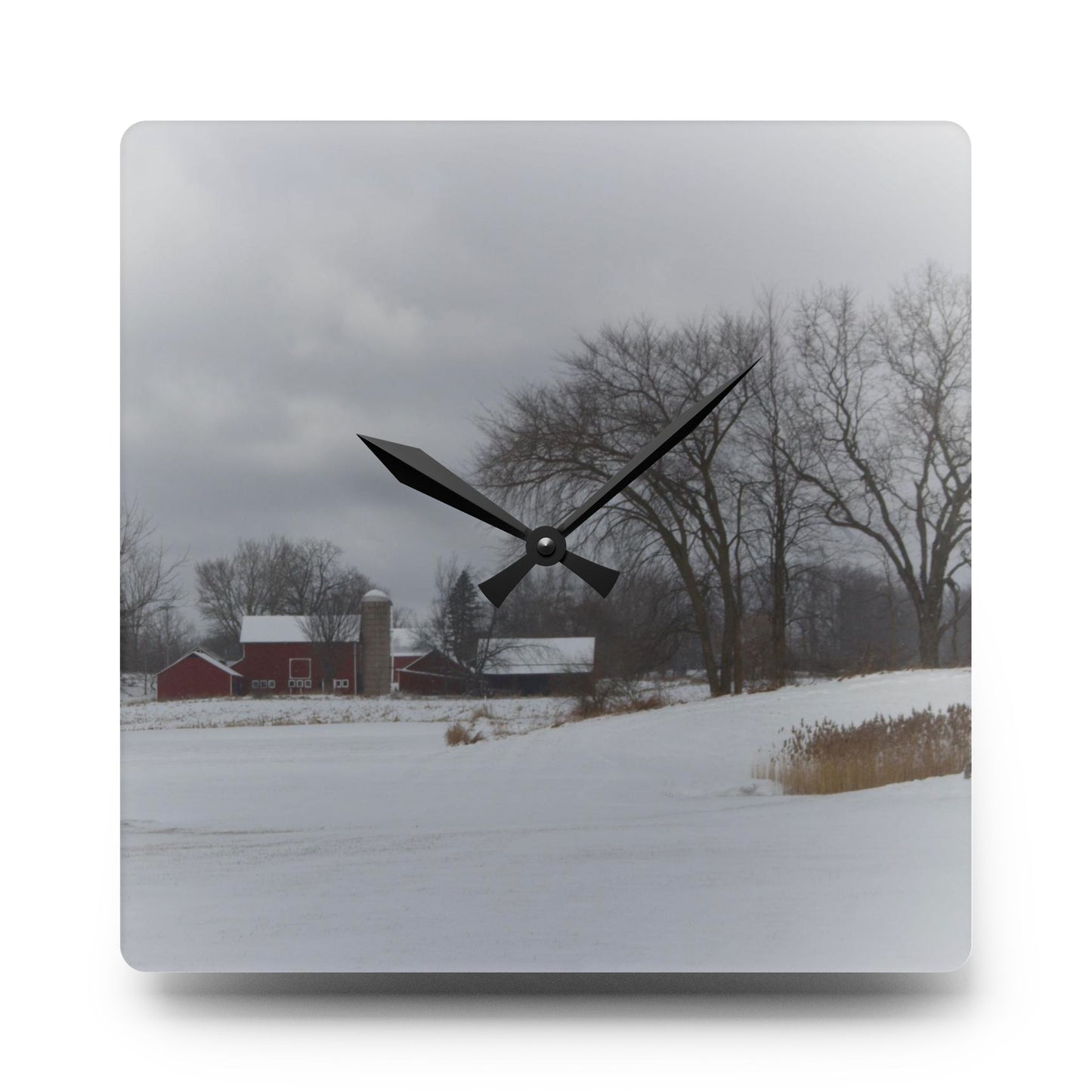 U R There Photography Across the Field on Sandy Lane Rustic Farmhouse Acrylic Analog Wall Clock