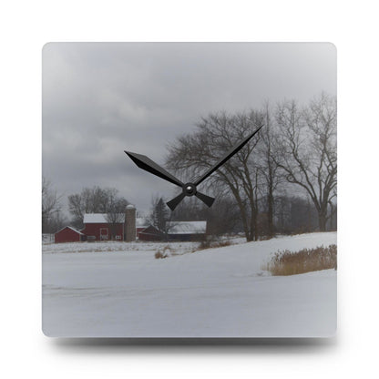 U R There Photography Across the Field on Sandy Lane Rustic Farmhouse Acrylic Analog Wall Clock