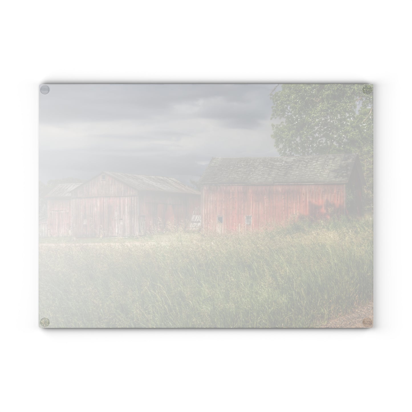 U R There Photography Hunters Creek Reds Rustic Farmhouse Tempered-Glass Cutting Board