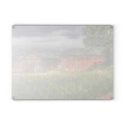 U R There Photography Hunters Creek Reds Rustic Farmhouse Tempered-Glass Cutting Board