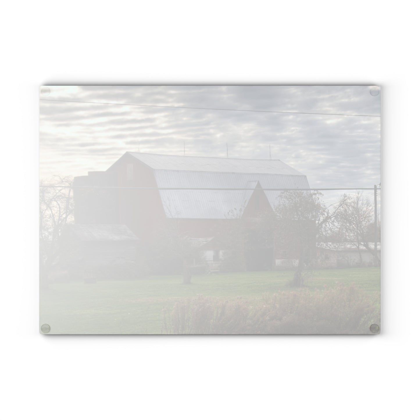 U R There Photography Dodge Road Red II Rustic Farmhouse Tempered-Glass Cutting Board