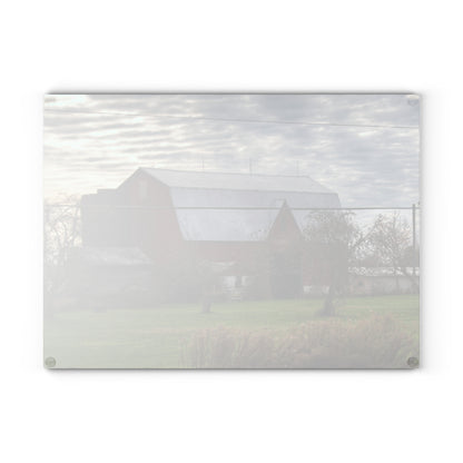 U R There Photography Dodge Road Red II Rustic Farmhouse Tempered-Glass Cutting Board