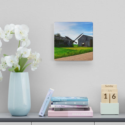 U R There Photography Caro Road Twin Greys I Rustic Farmhouse Acrylic Analog Wall Clock