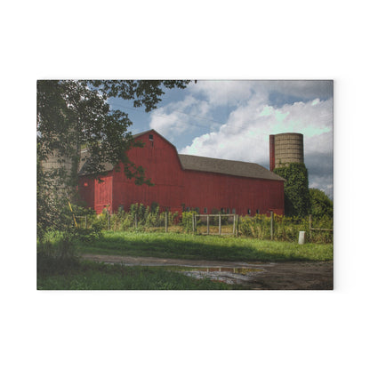 U R There Photography Metamora Road Red Rustic Farmhouse Tempered-Glass Cutting Board