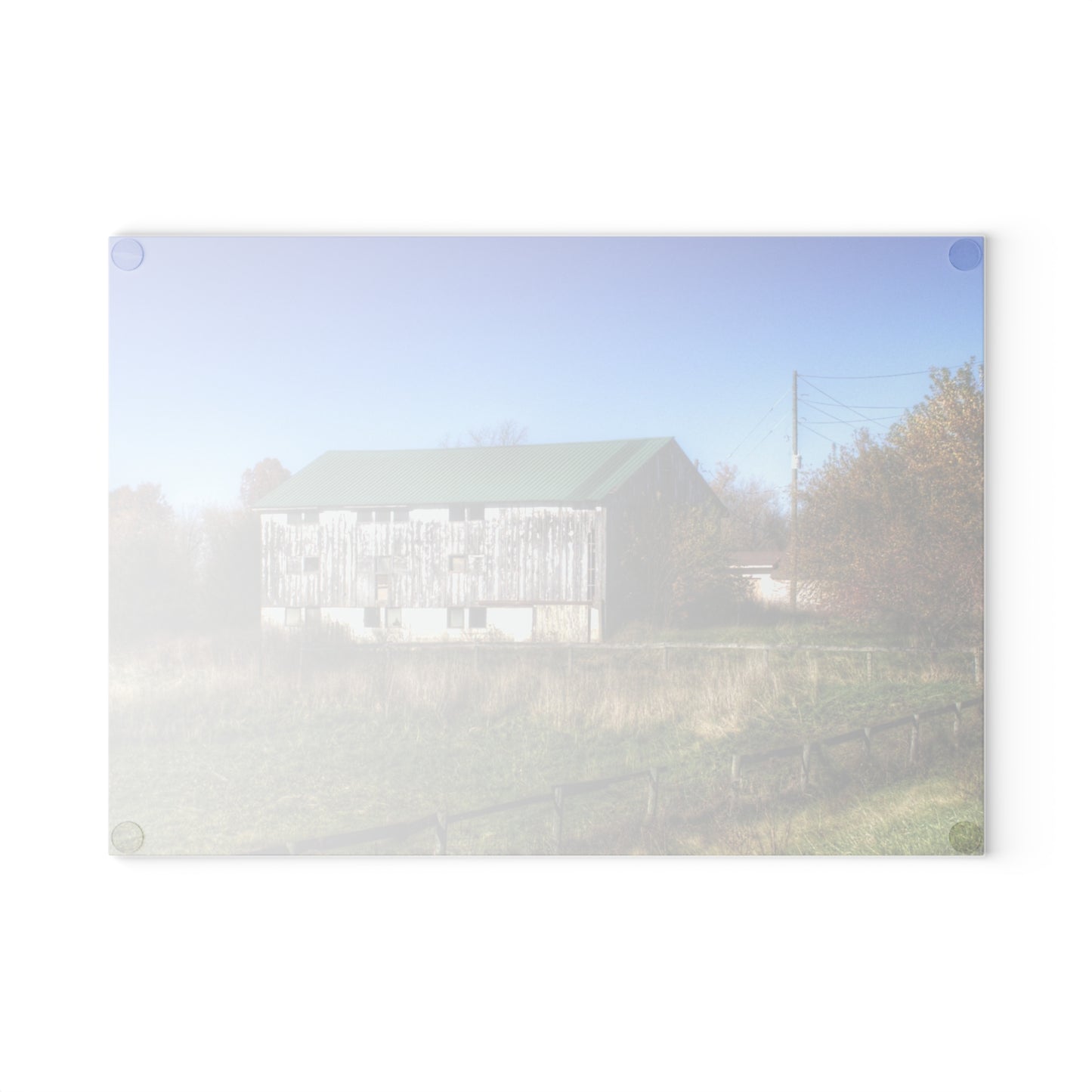 U R There Photography Hadley White Rustic Farmhouse Tempered-Glass Cutting Board