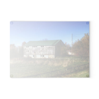 U R There Photography Hadley White Rustic Farmhouse Tempered-Glass Cutting Board