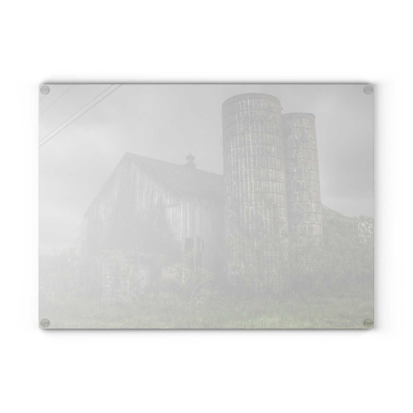 U R There Photography Metamora M-24 Grey I Rustic Farmhouse Tempered-Glass Cutting Board