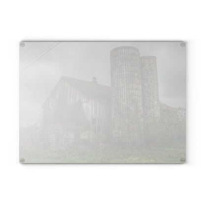 U R There Photography Metamora M-24 Grey I Rustic Farmhouse Tempered-Glass Cutting Board