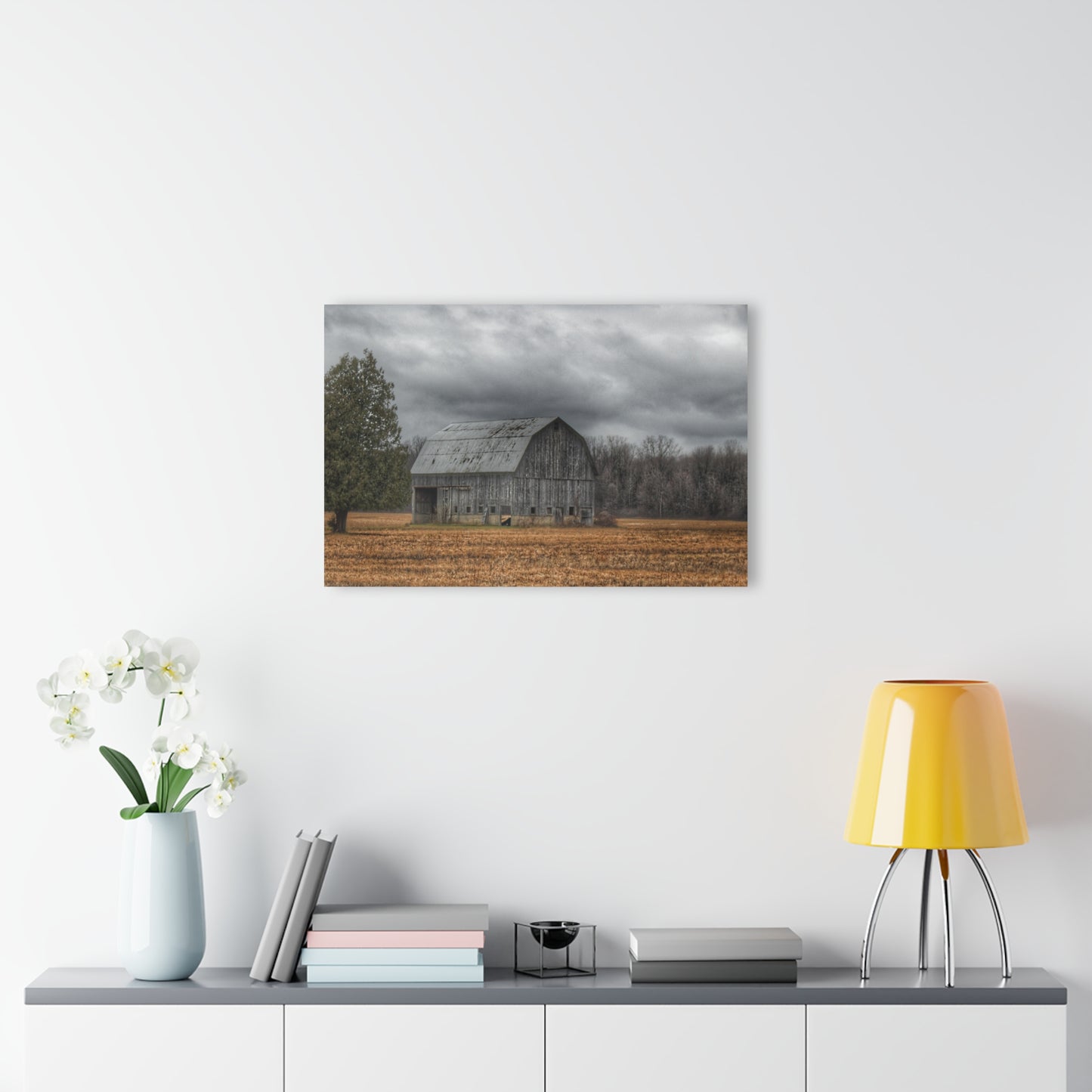 U R There Photography Grey Barn and Tree Rustic Farmhouse Acrylic Wall Print
