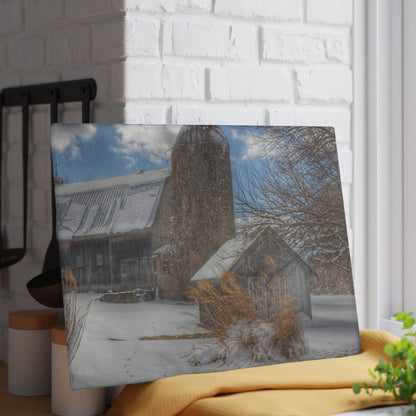 U R There Photography Ludwig Road Greys in Winter Rustic Farmhouse Tempered-Glass Cutting Board